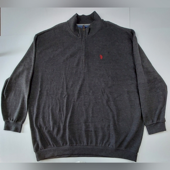 US Polo Assn Sweater Mens Size 4XLT Gray Long Sleeve 1/4 Zip Style# 233352Z5 - Picture 1 of 7